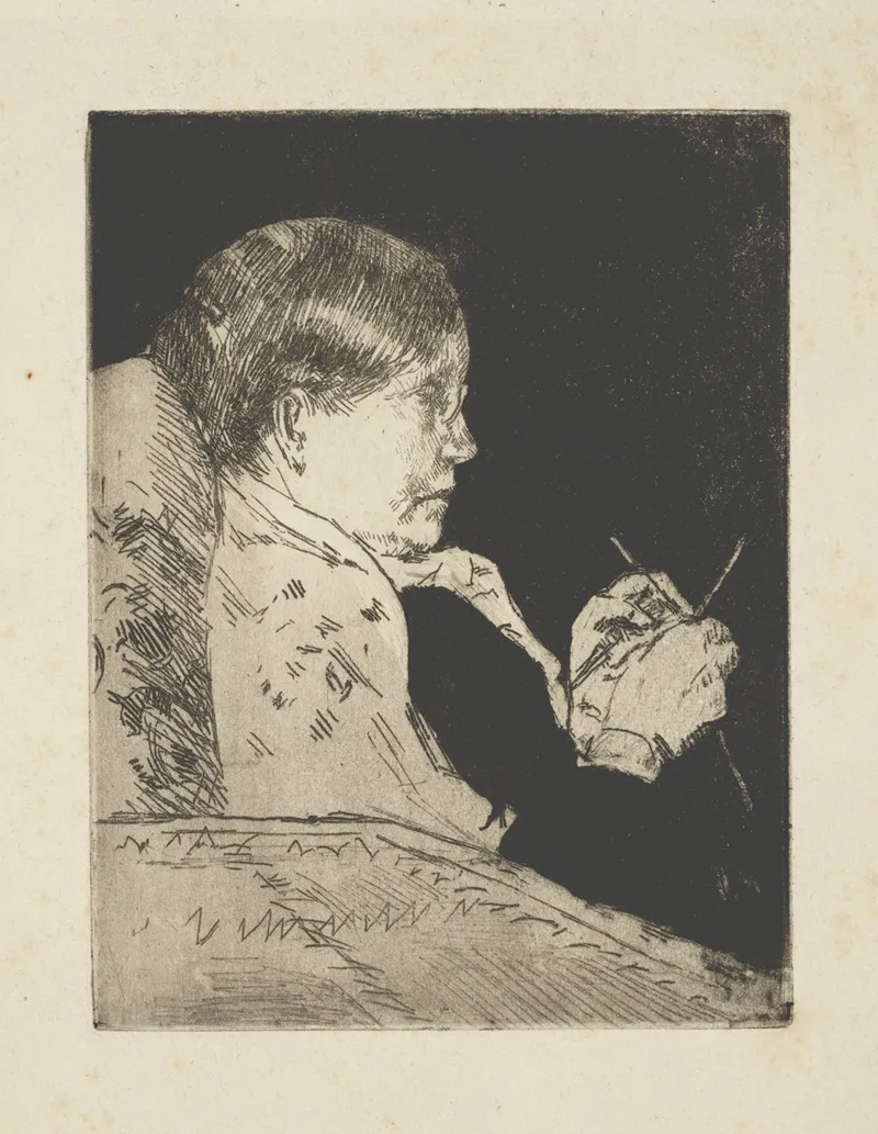 Mrs Cassatt Knitting Profile View