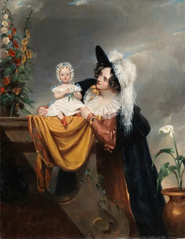 Mrs Lover And Her Daughter Wall Art by Samuel Lover - High-Resolution Digital Print