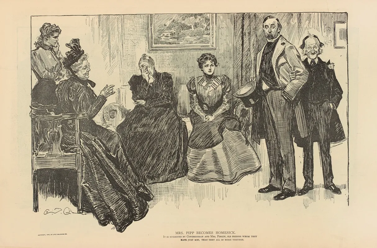 Mrs Pipp Becomes Homesick Wall Art by Charles Dana Gibson - High-Resolution Digital Print