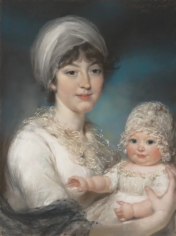 Mrs Robert Shurlock Henrietta Ann Jane Russell 1775 1849 And Her Daughter Ann Wall Art by John Russell - High-Resolution Digital Print