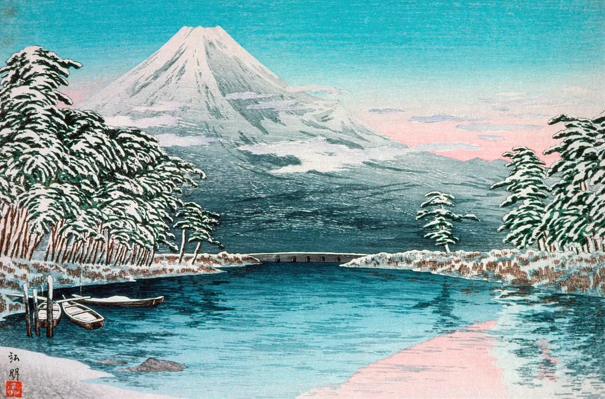 Mt Fuji From Tagonoura Snow Scene