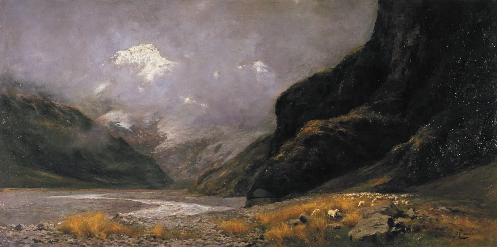Mt Sefton From Hermitage Wall Art by Charles Nathaniel Worsley - High-Resolution Digital Print