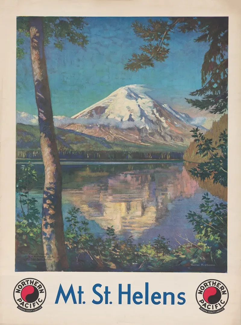 Mt St Helens Northern Pacific North Coast Limited Wall Art by Gustav Wilhelm Krollmann - High-Resolution Digital Print
