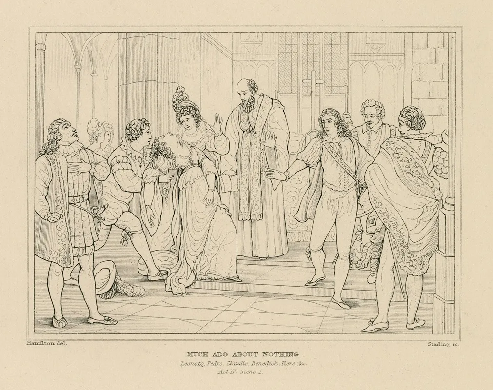 Much Ado About Nothing Leonato Pedro Claudio Benedick Hero C Act Iv Scene 1 Wall Art by William Francis Starling - High-Resolution Digital Print