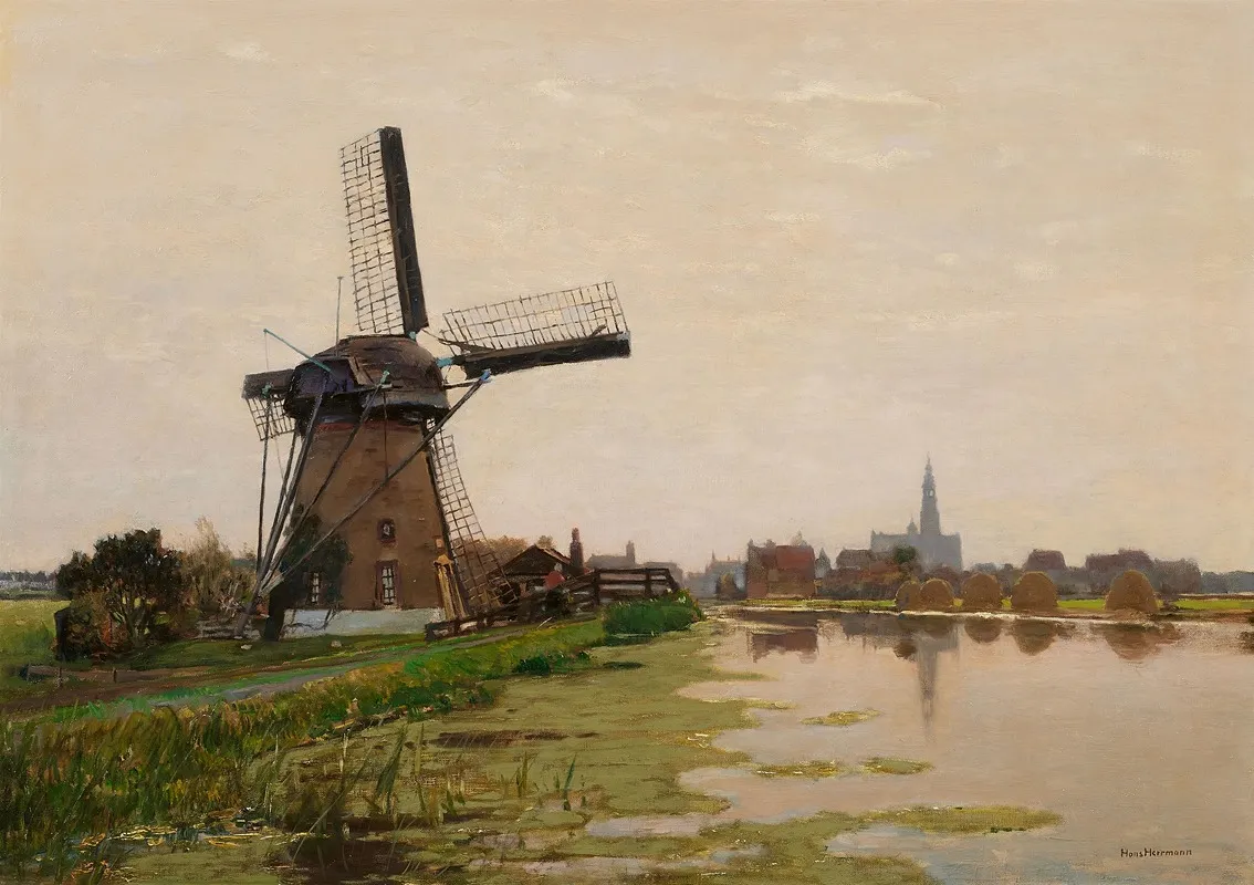 Muhle An Einem Kanal Wall Art by Hans Herrmann - High-Resolution Digital Print