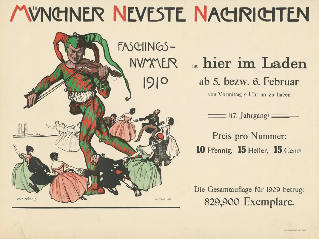 Munchner Neueste Nachrichten Faschingsnummer 1910 Wall Art by Robert Strudel - High-Resolution Digital Print