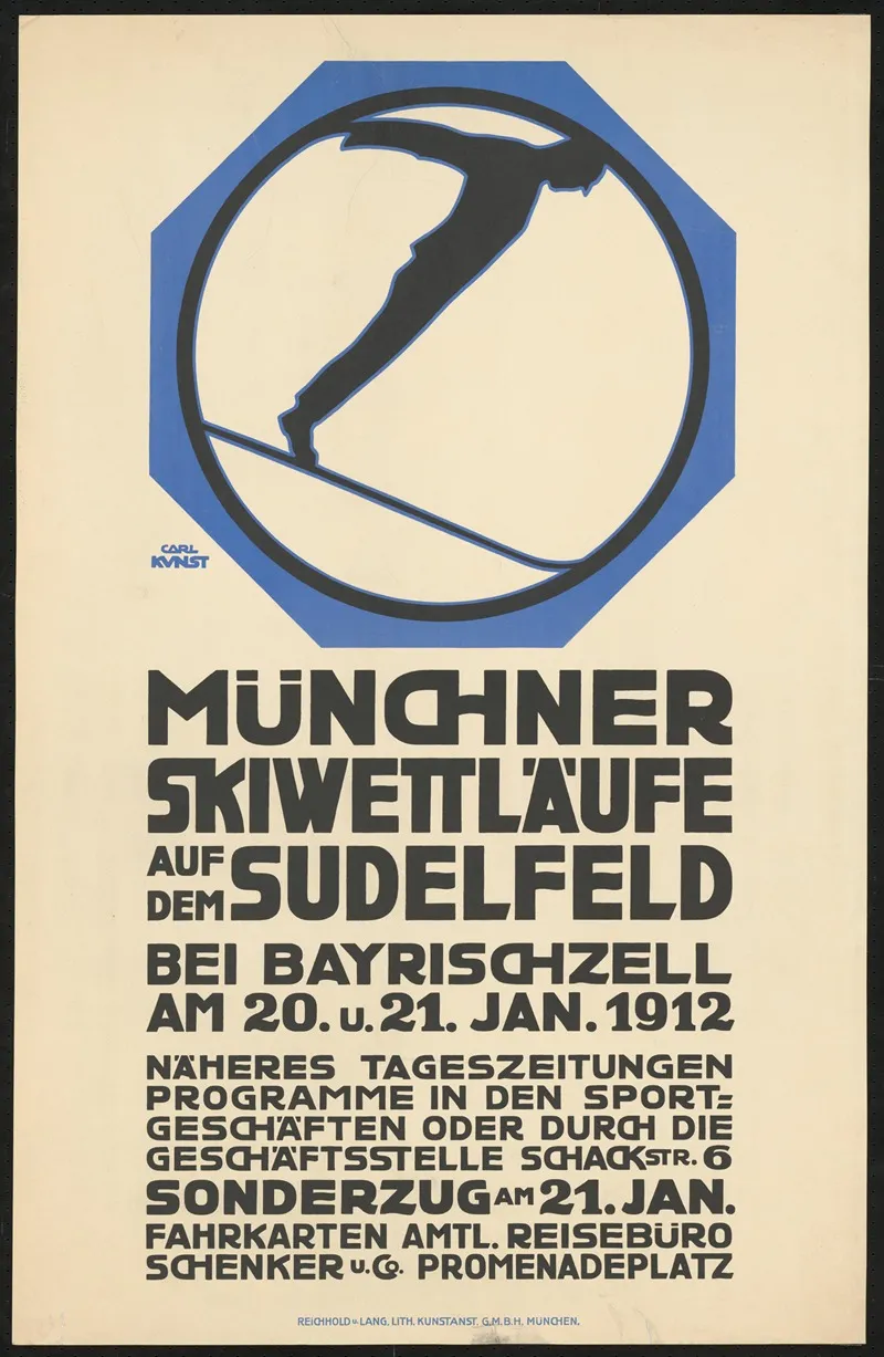 Munchner Skiwettlaufe Auf Dem Sudfeld Wall Art by Carl Kunst - High-Resolution Digital Print
