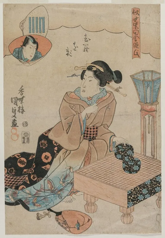 Muraogi From The Series The False Murasakis Rustic Genji Nise Murasaki Inaka Genji Wall Art by Utagawa Kunisada (Toyokuni III) - High-Resolution Digital Print