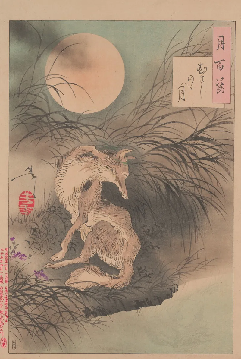 Musashi Plain Moon Musashino No Tsuki Wall Art by Tsukioka Yoshitoshi - High-Resolution Digital Print