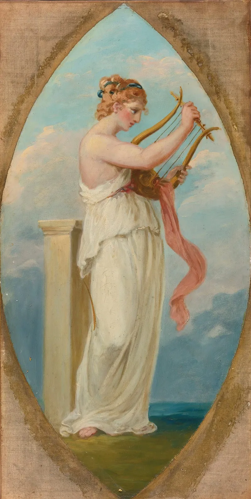 Muse With A Harp Wall Art by Circle of Angelica Kauffmann - High-Resolution Digital Print