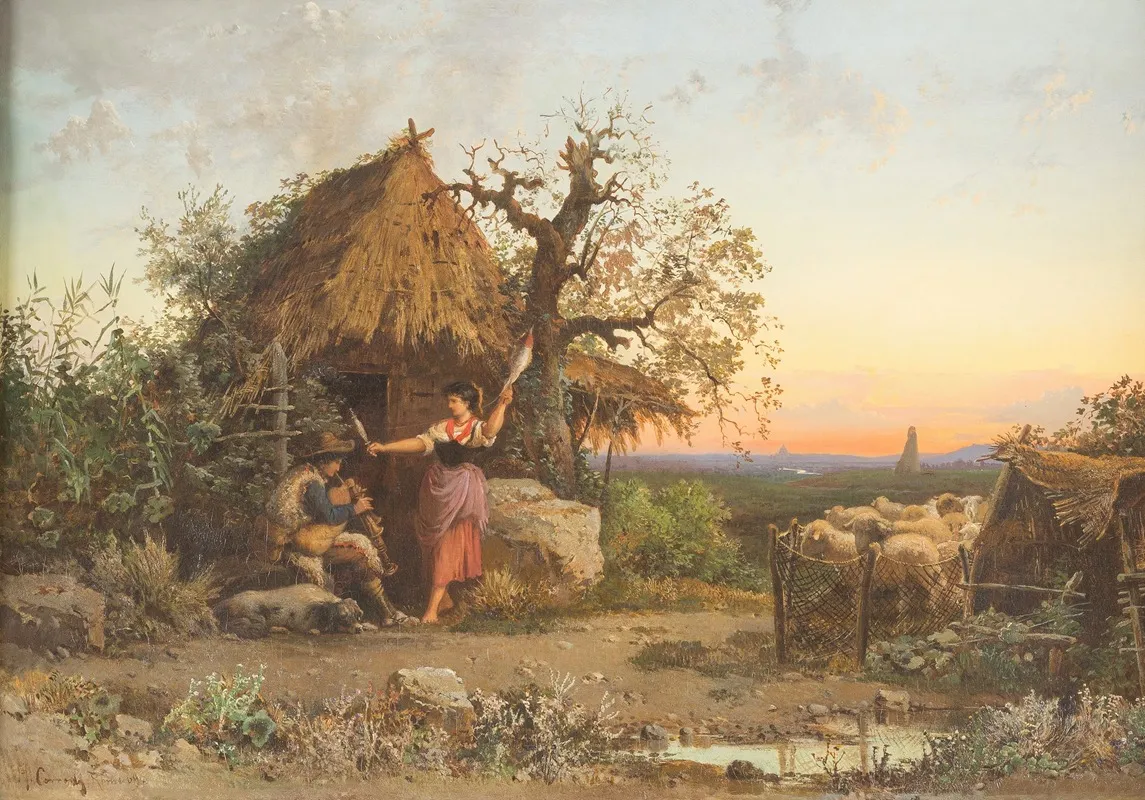 Music Making Shepherds Rome In The Background