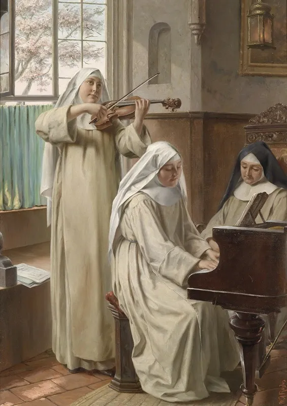 Musik Im Kloster Wall Art by August Wilhelm Roesler - High-Resolution Digital Print