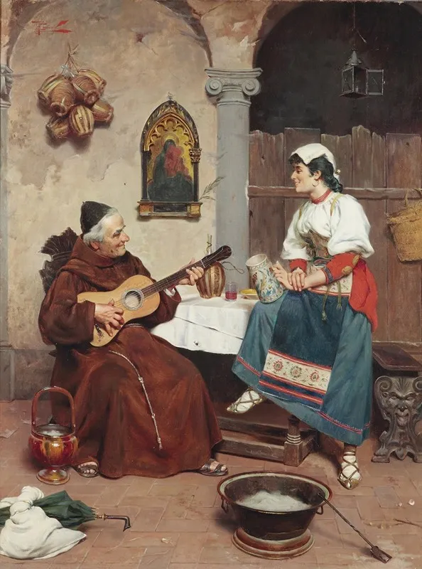 Musikalische Unterhaltung In Der Schenke Wall Art by Pietro Torrini - High-Resolution Digital Print