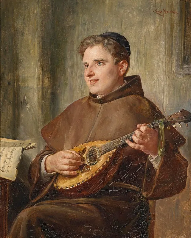 Musizierender Monch Wall Art by Ernst Nowak - High-Resolution Digital Print