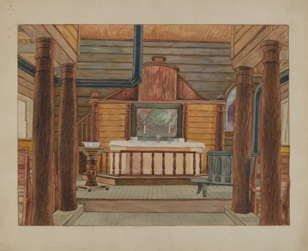 Muskego Church Wall Art by Bertrand E. Old - High-Resolution Digital Print