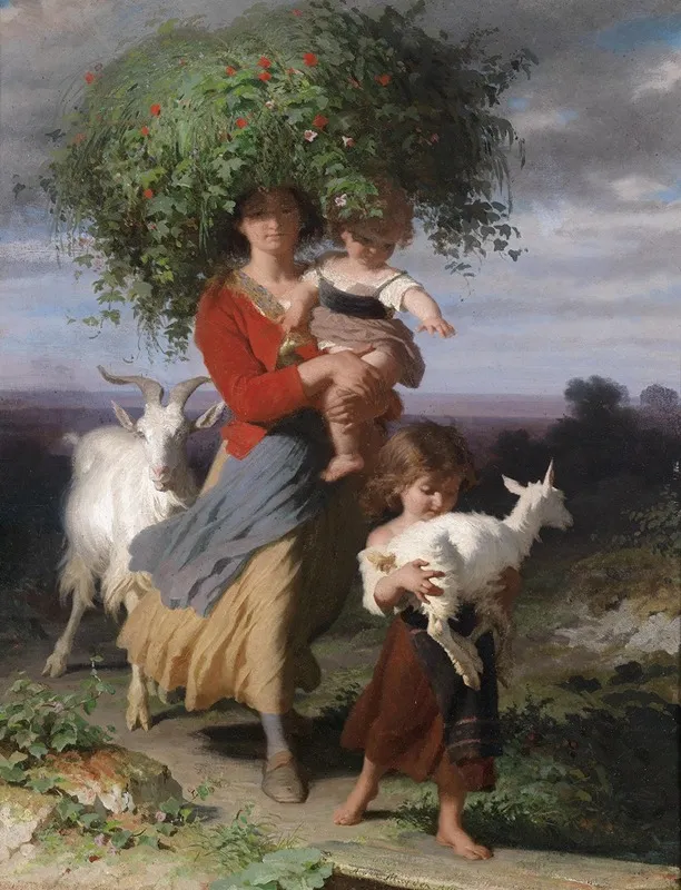 Mutter Mit Kindern Am Heimweg Wall Art by Alfred van Muyden - High-Resolution Digital Print