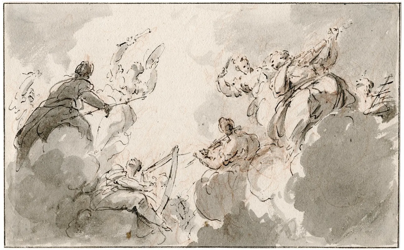 Muziekmakende Vrouwenfiguren In De Wolken
