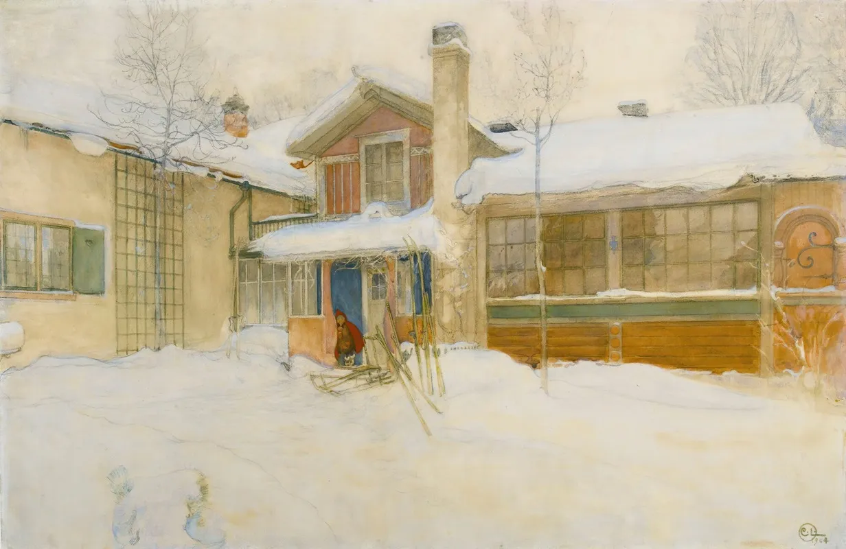 My Country Cottage In Winter Sundborn Wall Art by Carl Larsson - High-Resolution Digital Print