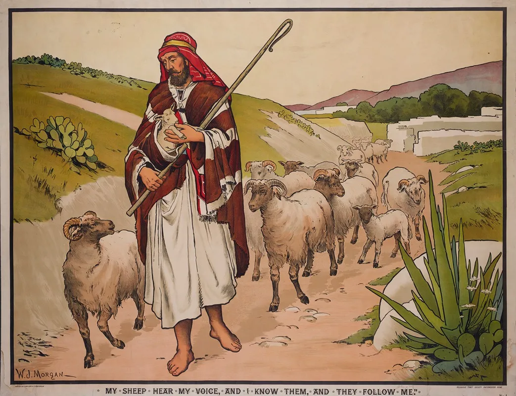My Sheep Hear My Voice And I Know Them And They Follow Me Wall Art by Walter Jenks Morgan - High-Resolution Digital Print