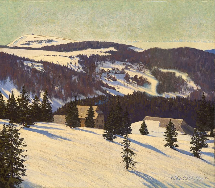 My Winter Refuge Todtnauer Hut On The Feldberg Wall Art by Hermann Dischler - High-Resolution Digital Print