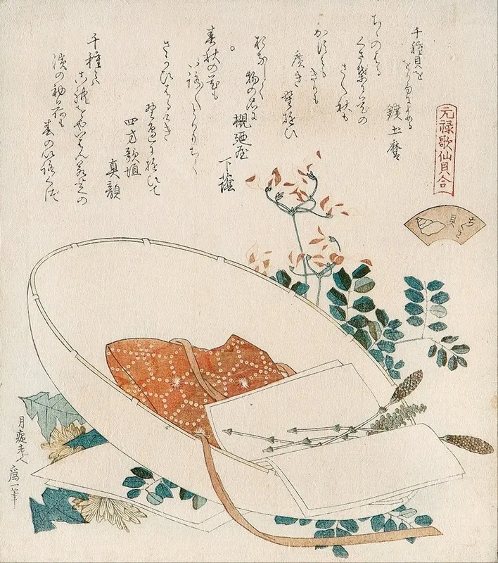 Myriad Grasses Shell Chigusagai Wall Art by Katsushika Hokusai - High-Resolution Digital Print