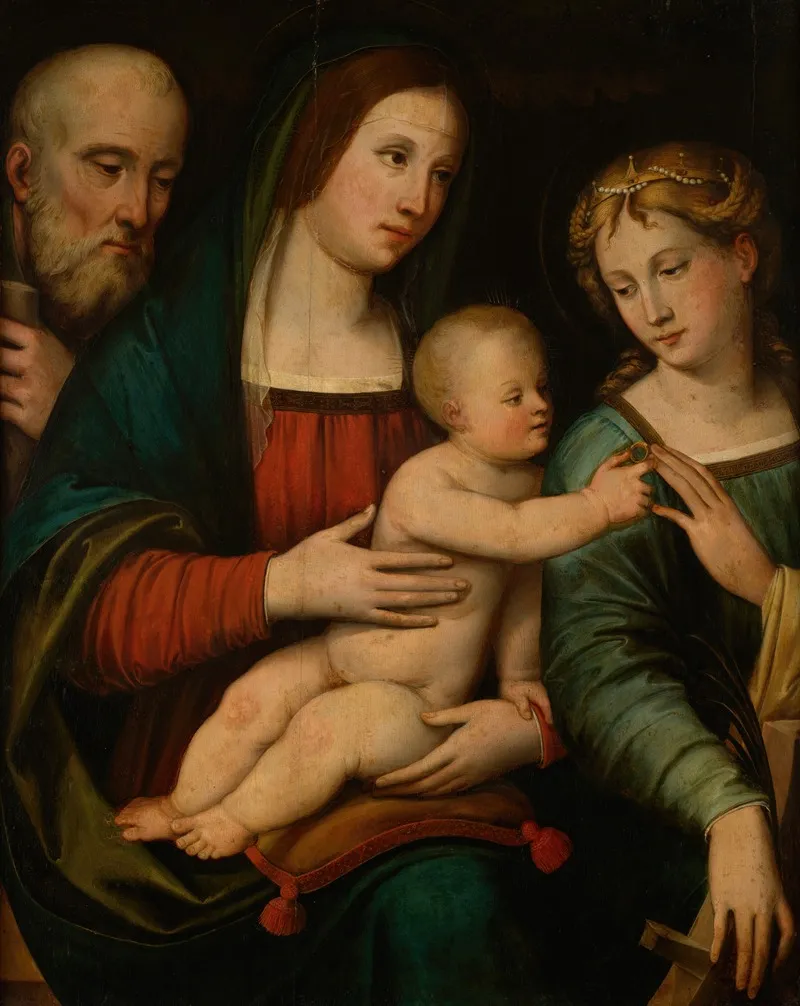 Mystic Marriage Of St Catherine Of Alexandria Wall Art by Giacomo Francia - High-Resolution Digital Print