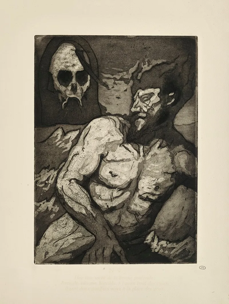 N 9 Une Tete Sortit De La Brume Profonde Aveugle Enorme Horrible A Lautre Bout Des Cieux Ayant Deux Gouffr Wall Art by Emile Bernard - High-Resolution Digital Print