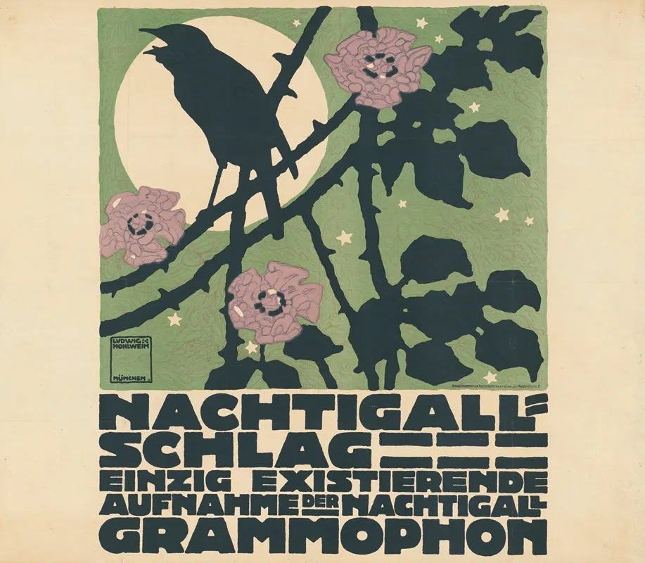 Nachtigallschlag Einzig Existierende Aufnahme Der Nachtigall Grammophon Wall Art by Ludwig Hohlwein - High-Resolution Digital Print