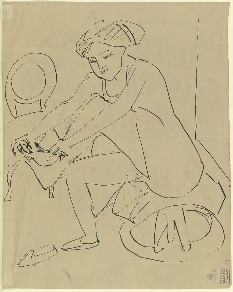 Nackte Frau Bei Der Pedicure Wall Art by Ernst Ludwig Kirchner - High-Resolution Digital Print