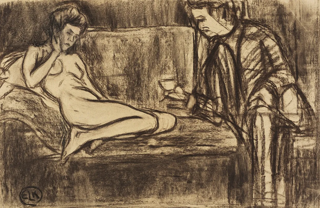 Nacktes Modell Auf Dem Sofa Wall Art by Ernst Ludwig Kirchner - High-Resolution Digital Print