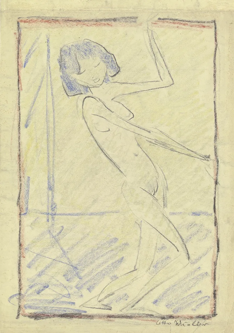 Naked Dancing Girl Wall Art by Otto Mueller - High-Resolution Digital Print