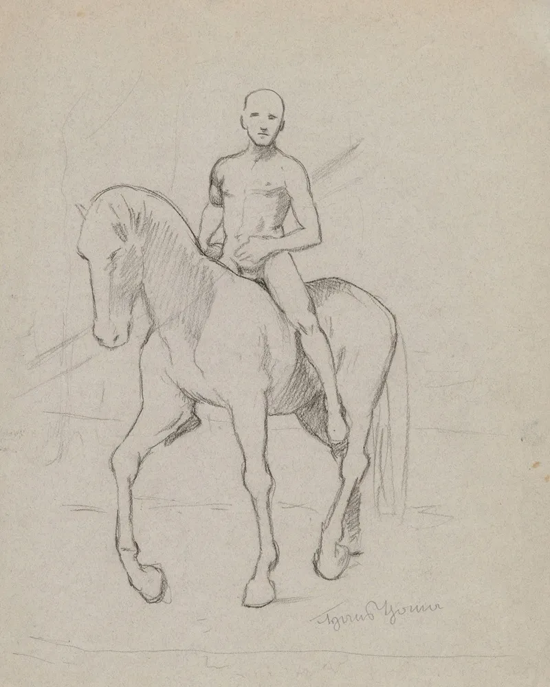 Naked Young Man Riding A Horse Wall Art by Hans Thoma - High-Resolution Digital Print