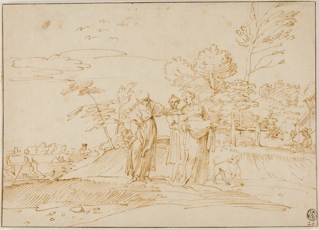 Naomi Counseling Ruth Near The Farm Of Boaz Wall Art by After Annibale Carracci - High-Resolution Digital Print
