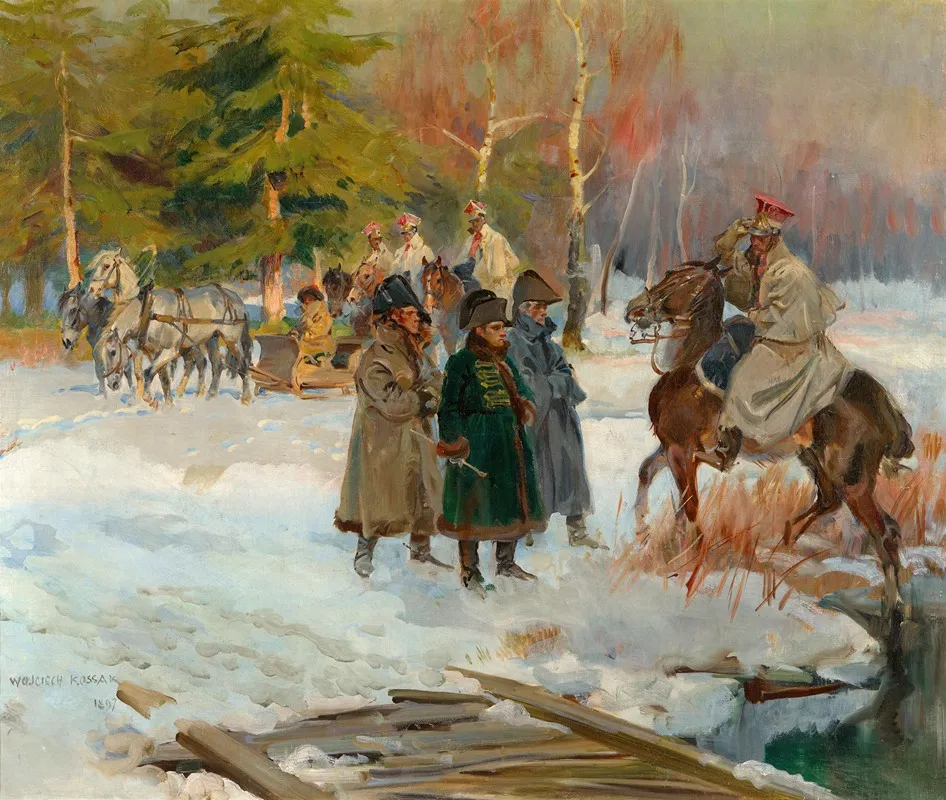 Napoleon Bei Der Entgegennahme Einer Militarischen Meldung Wall Art by Adalbert Ritter von Kossak - High-Resolution Digital Print