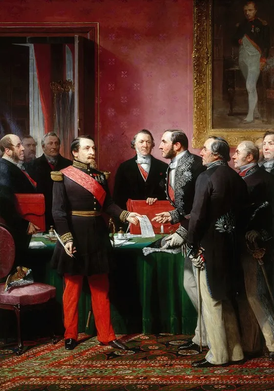 Napoleon Iii Remettant Au Baron Haussmann Le Decret Dannexion Des Communes Limitrophes 16 Fevrier 1859
