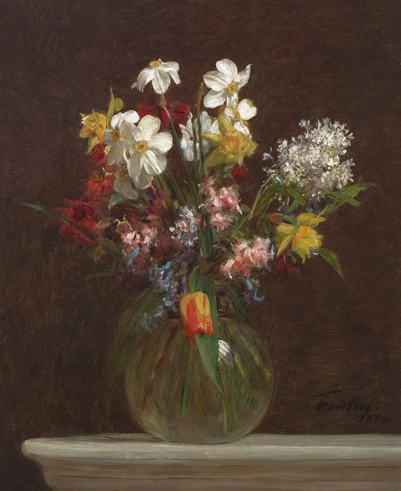 Narcisses Blancs Jacinthes Et Tulipes Wall Art by Henri Fantin-Latour - High-Resolution Digital Print