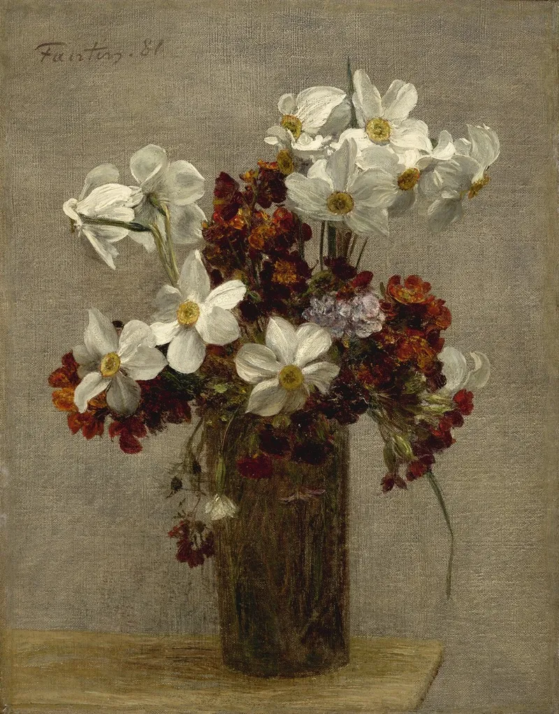 Narcisses Giroflees Et Primeveres Wall Art by Henri Fantin-Latour - High-Resolution Digital Print