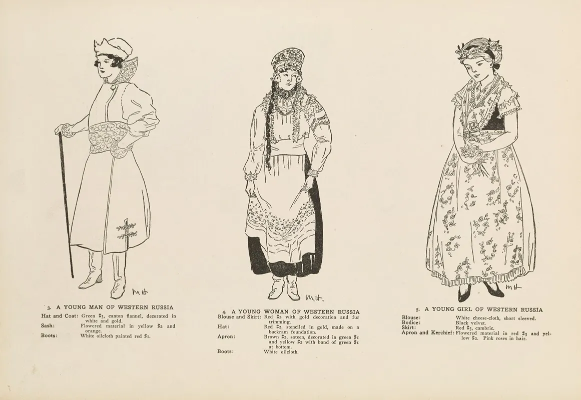 National Costumes Of The Slavic Peoples Pl 03 Wall Art by Margaret Hubbard - High-Resolution Digital Print