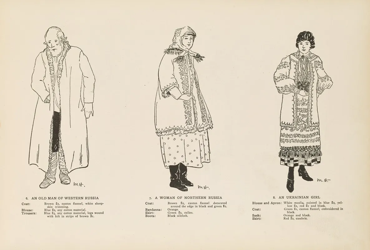 National Costumes Of The Slavic Peoples Pl 04 Wall Art by Margaret Hubbard - High-Resolution Digital Print