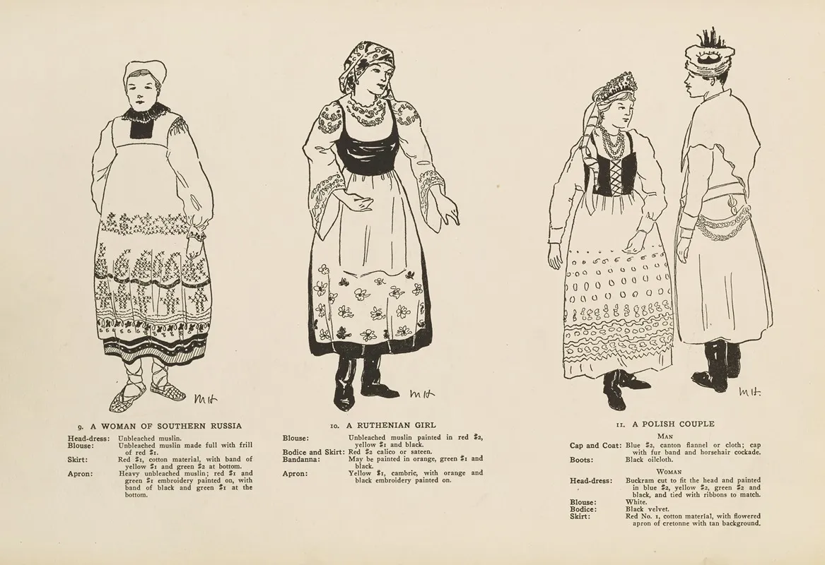 National Costumes Of The Slavic Peoples Pl 05 Wall Art by Margaret Hubbard - High-Resolution Digital Print