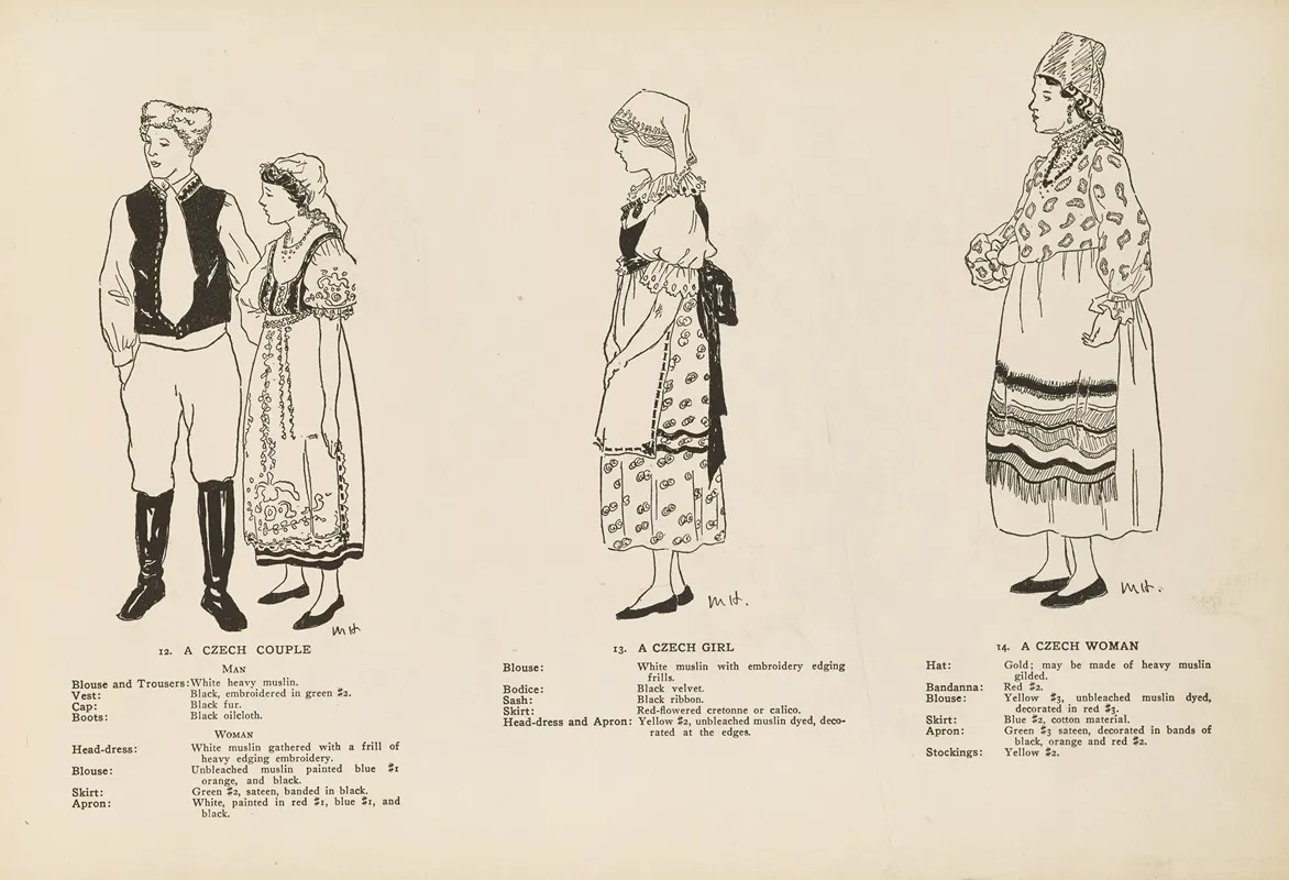National Costumes Of The Slavic Peoples Pl 06 Wall Art by Margaret Hubbard - High-Resolution Digital Print