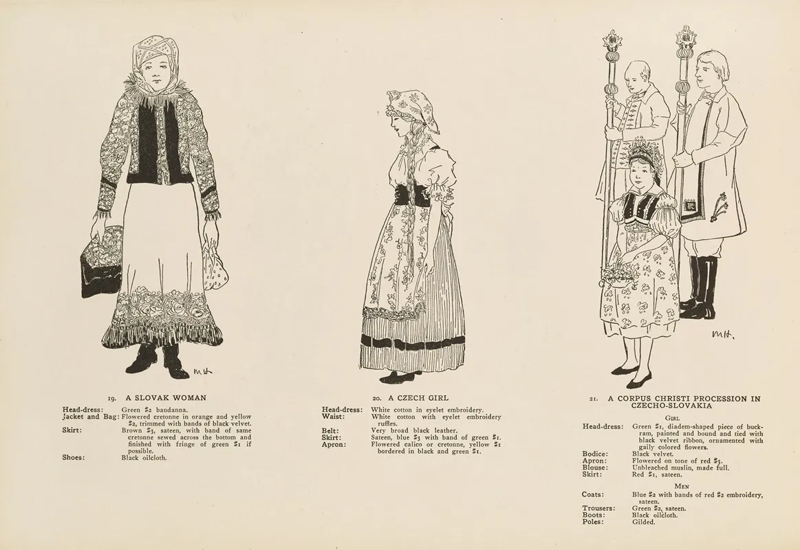 National Costumes Of The Slavic Peoples Pl 09 Wall Art by Margaret Hubbard - High-Resolution Digital Print