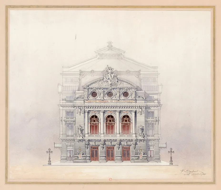 National De Lopera Comique Facade Principale Wall Art by Fernand Dupuis - High-Resolution Digital Print