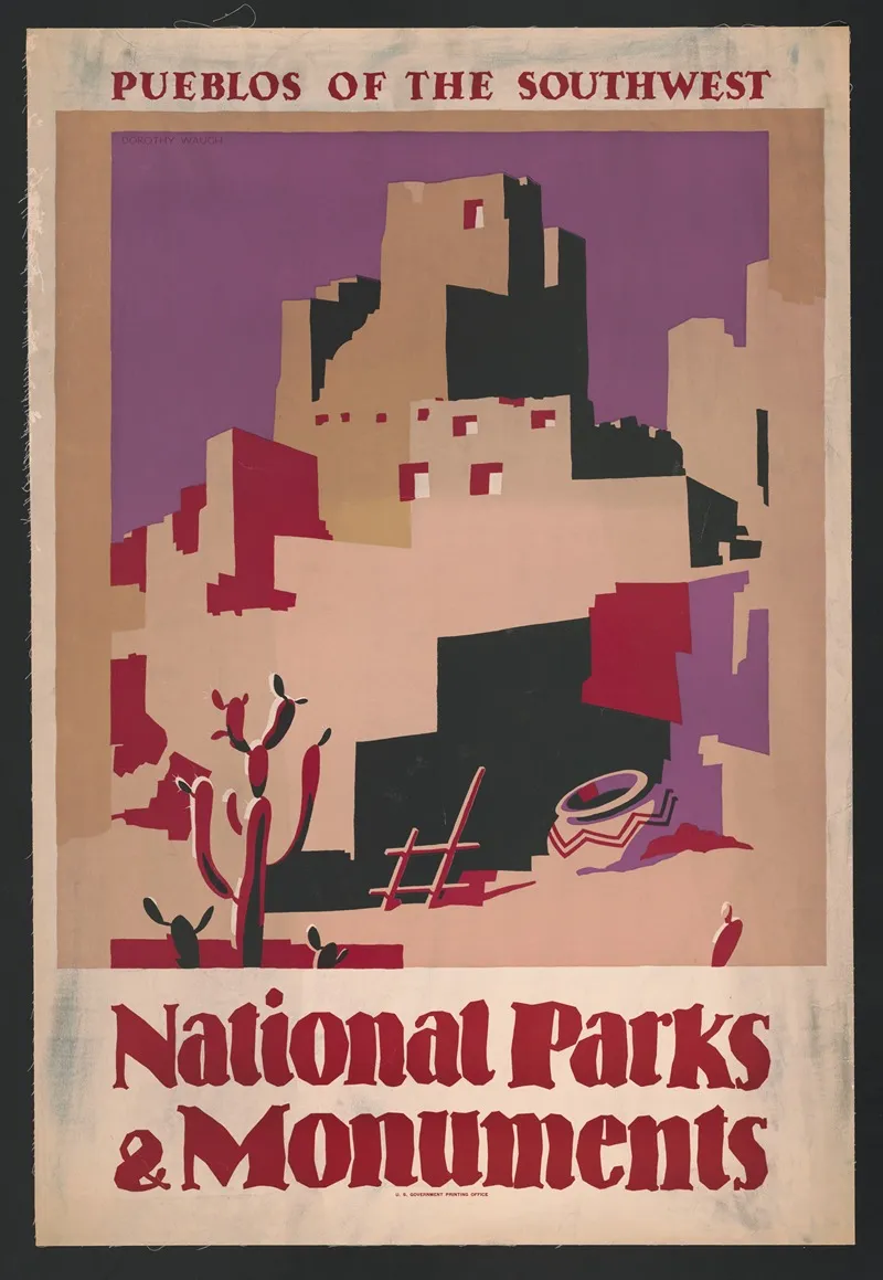 National Parks And Monuments Pueblos Of The Southwest Wall Art by Dorothy Waugh - High-Resolution Digital Print
