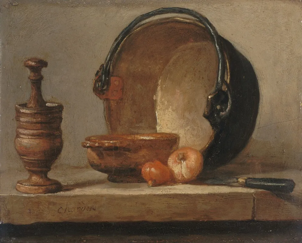 Nature Morte Au Chaudron De Cuivre Wall Art by Jean Siméon Chardin - High-Resolution Digital Print