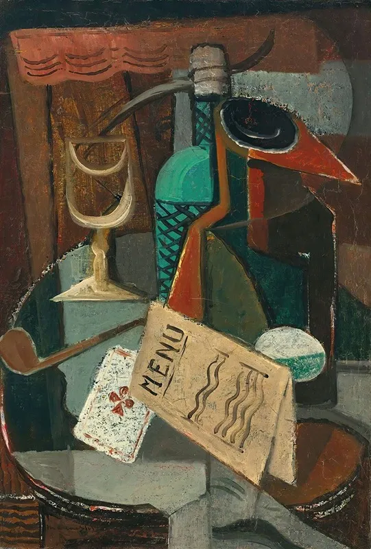 Nature Morte Au Menu Et Au Siphon Wall Art by Louis Marcoussis - High-Resolution Digital Print