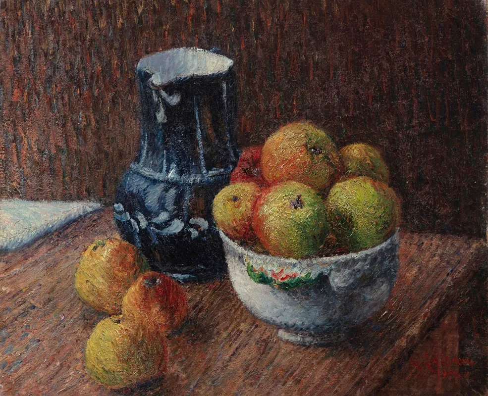 Nature Morte Cruche Et Pommes