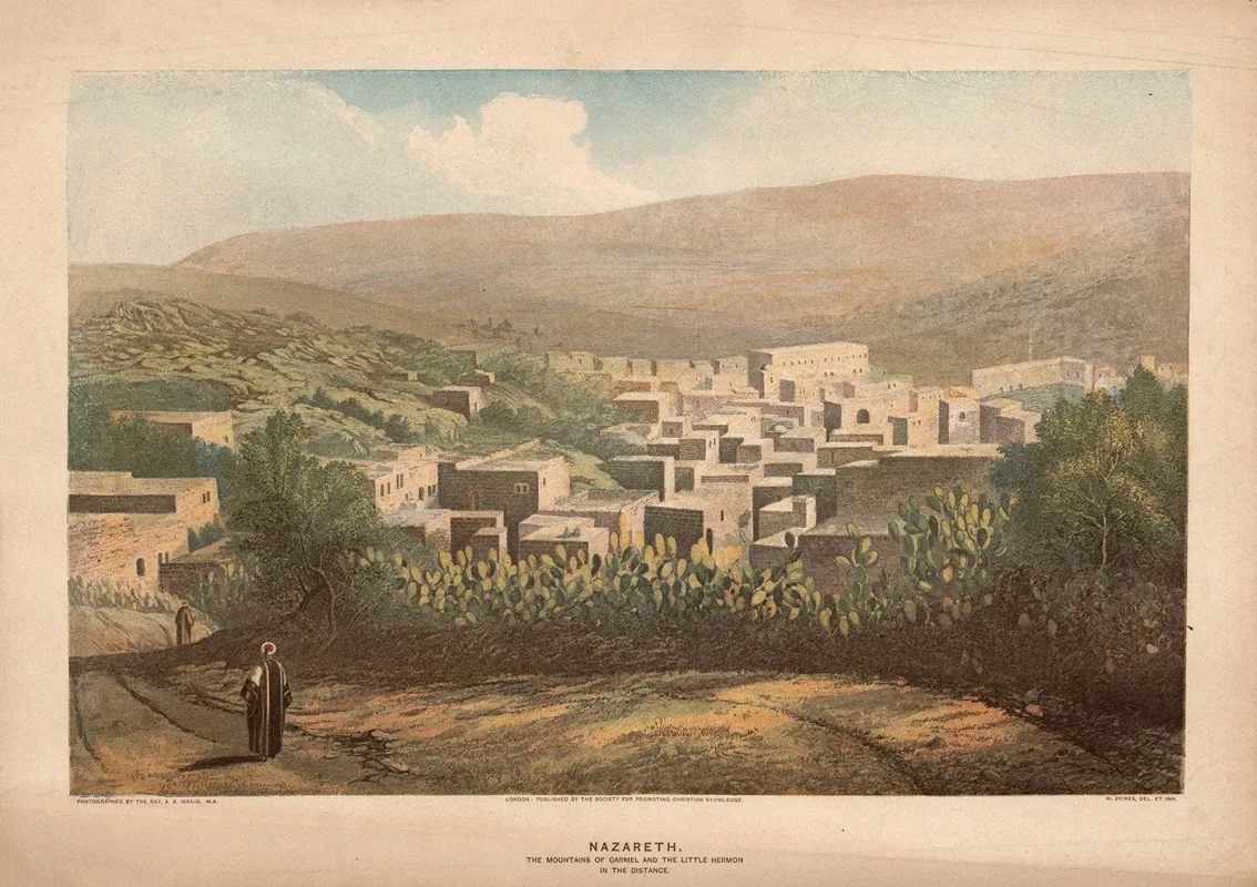 Nazareth The Mountains Of Carmel And The Little Hermon In The Distance Wall Art by Albert Augustus Isaacs - High-Resolution Digital Print