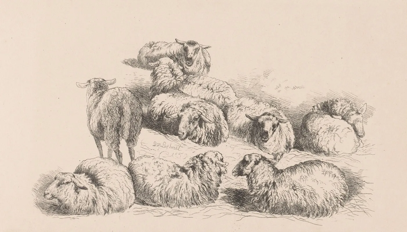 Negen Schapen Wall Art by Dirk Van Lokhorst - High-Resolution Digital Print