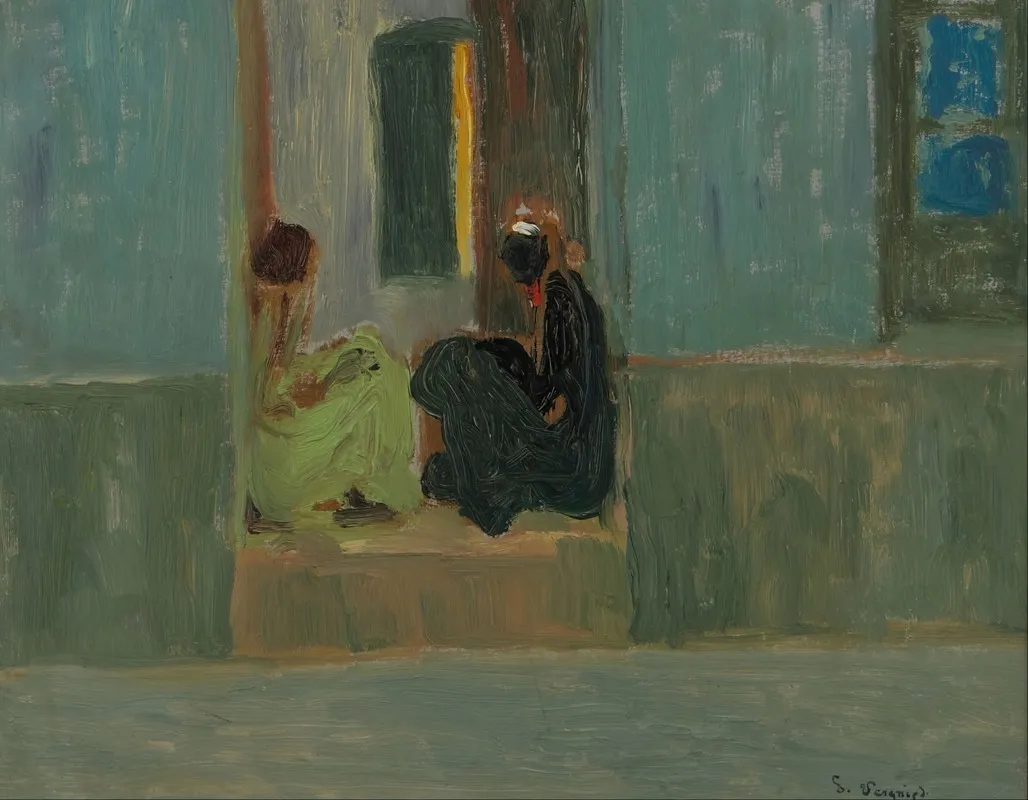 Negras En La Puerta O Negras En Zaguan Wall Art by Pedro Figari - High-Resolution Digital Print
